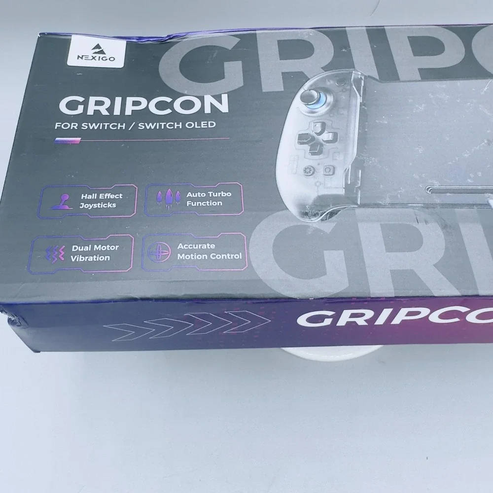 NexiGo Gripcon Switch OLED Controller Hall Joystick Turbo Motion Clear Gamepad